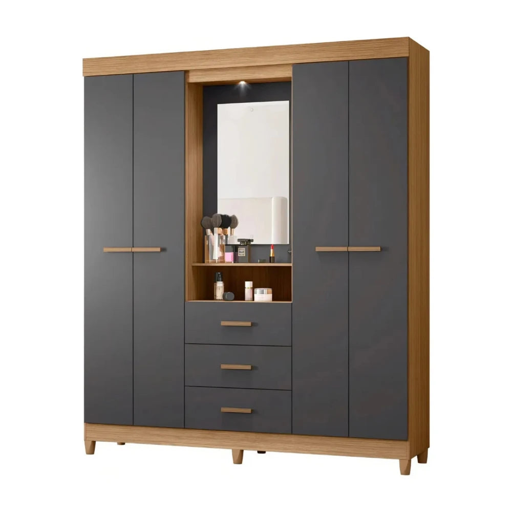 Ropero con Espejo 4 puertas y 3 cajones - Agata - Línea FIT