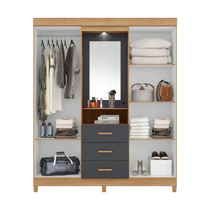 Ropero con Espejo 4 puertas y 3 cajones - Agata - Línea FIT