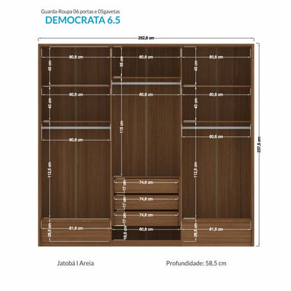 Ropero Dimitri 6 Puertas - Linea Fit - Marrón/Arena