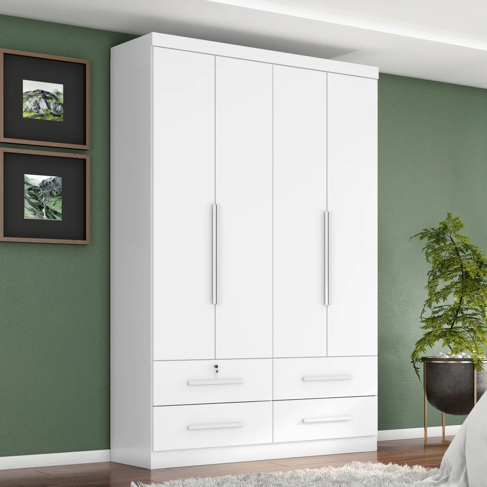 Ropero Max Plus 4 Puertas 4 Cajones - Línea Glam - Blanco