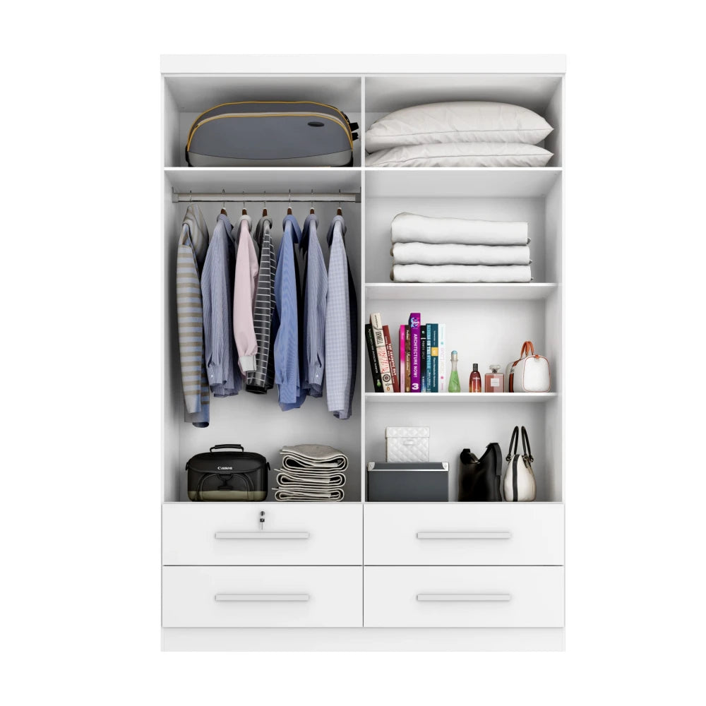 Ropero Max Plus 4 Puertas 4 Cajones - Línea Glam - Blanco