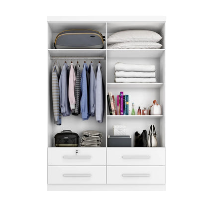 Ropero Max Plus 4 Puertas 4 Cajones - Línea Glam - Blanco