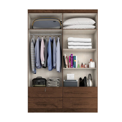 Ropero Max Plus 4 Puertas 4 Cajones - Línea Glam - Nogal