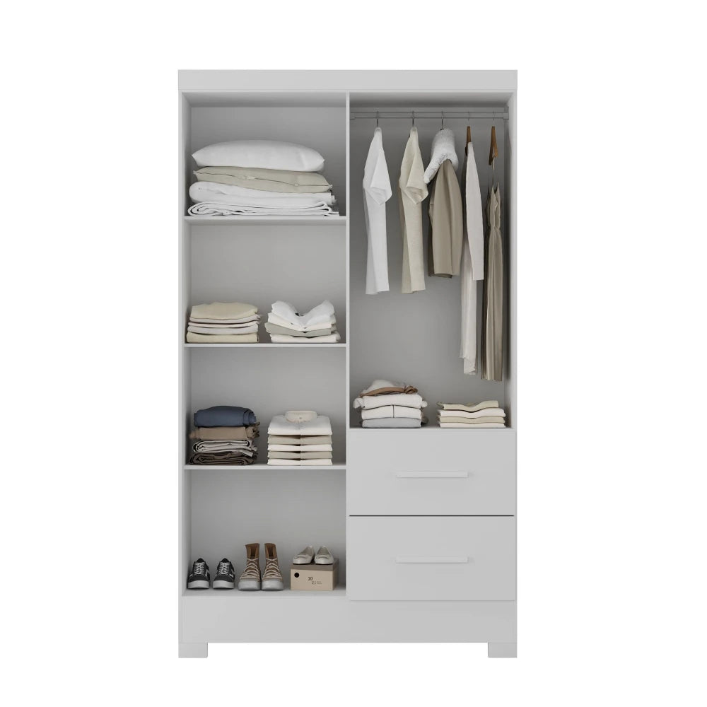 Ropero Max 4 Puertas 2 Cajones - Línea Glam - Blanco