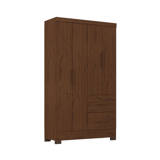 Ropero Max 4 Puertas 2 Cajones - Línea Glam - Nogal