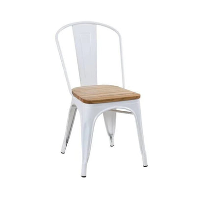 Silla asiento de Metal Madera Tolix - Blanco