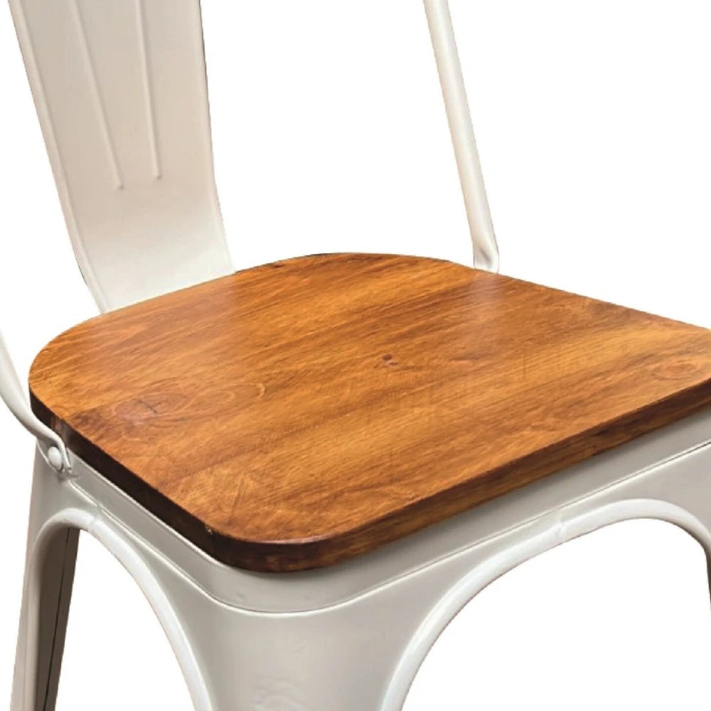 Silla asiento de Metal Madera Tolix - Blanco