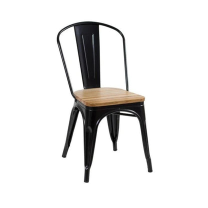 Silla asiento de Metal Madera Tolix - Negro
