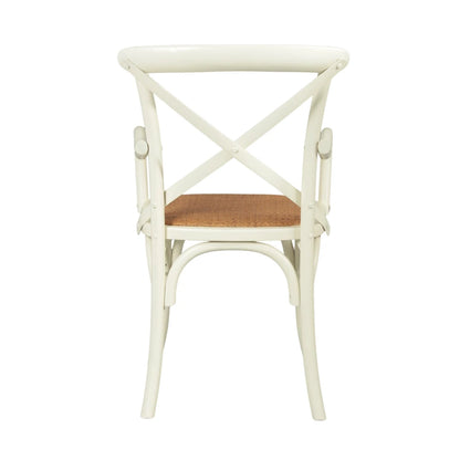 Silla de Abedul cruceta con apoyabrazos - Blanco