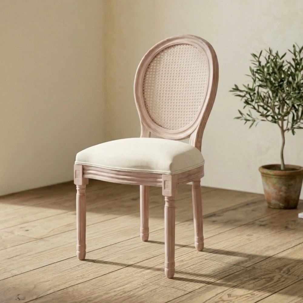 Silla de Comedor Tapizada Madera natural Luis XV - Línea Serena
