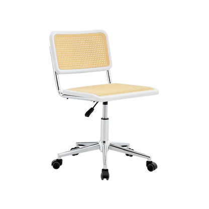 Silla De Escritorio Oficina Simil Rattan - Blanco