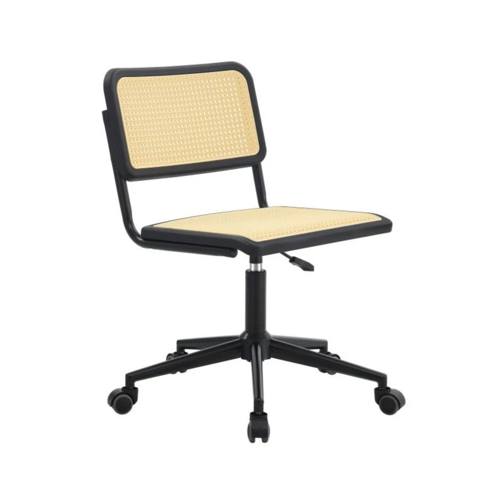Silla De Escritorio Oficina Simil Rattan - Negro