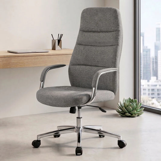 Silla De Escritorio Oficina Cromada 4 Posiciones - Le Mans - Gris Oscuro