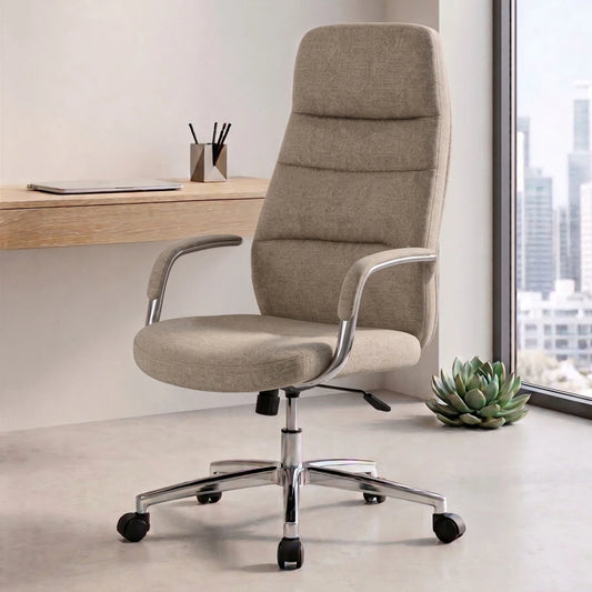 Silla De Escritorio Oficina Cromada 4 Posiciones - Le Mans - Marrón