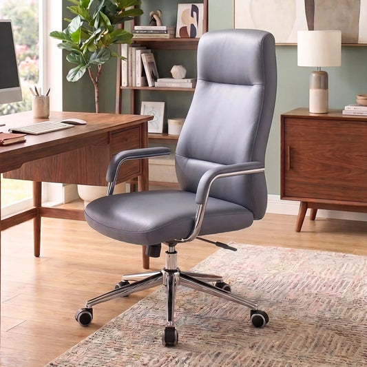 Silla De Escritorio Oficina Cromada 4 Posiciones - Pole - Azul