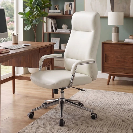 Silla De Escritorio Oficina Cromada 4 Posiciones - Pole - Blanco