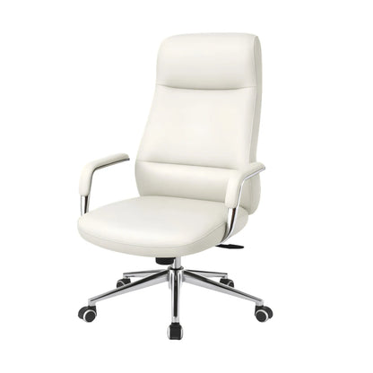 Silla De Escritorio Oficina Cromada 4 Posiciones - Pole - Blanco