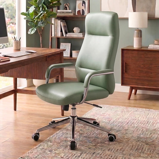 Silla De Escritorio Oficina Cromada 4 Posiciones - Pole - Verde