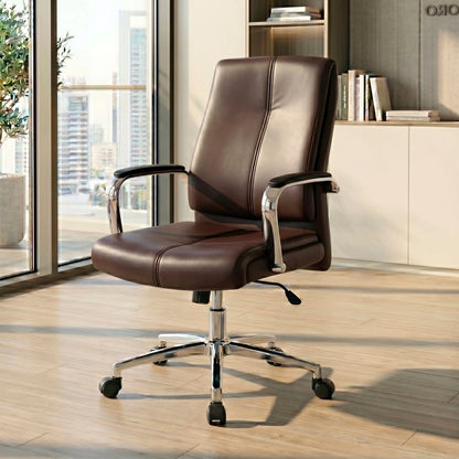 Silla De Escritorio Oficina Cromada Mariposa - Nash - Marrón