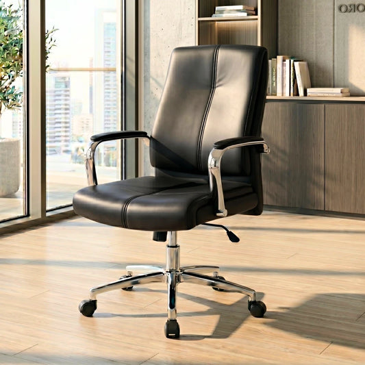 Silla De Escritorio Oficina Cromada Mariposa - Nash - Negro