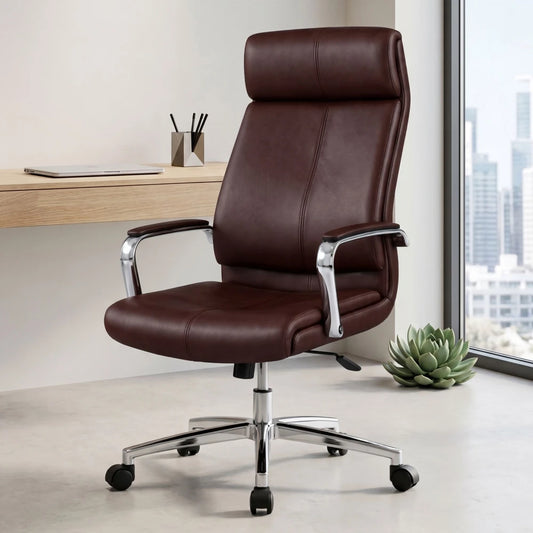 Silla De Escritorio Oficina Cromada Mariposa - Vortex - Marrón