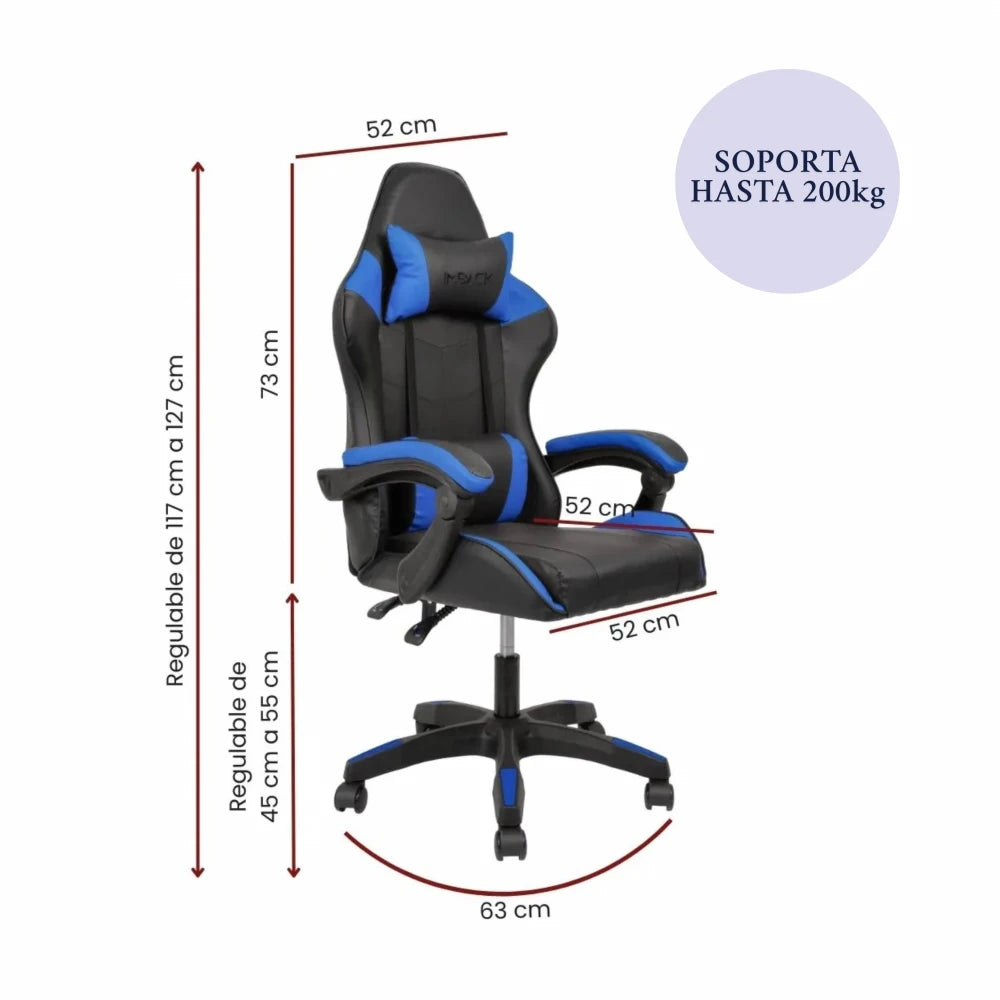 Silla Gamer Gaming Ergonomica Reclinable - Azul