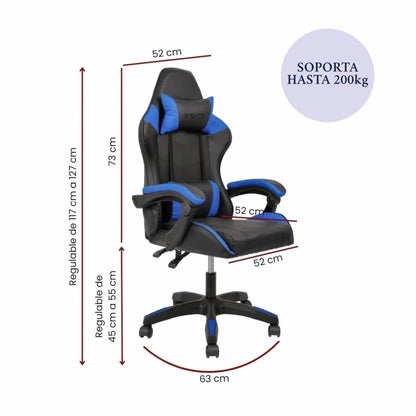 Silla Gamer Gaming Ergonomica Reclinable - Azul