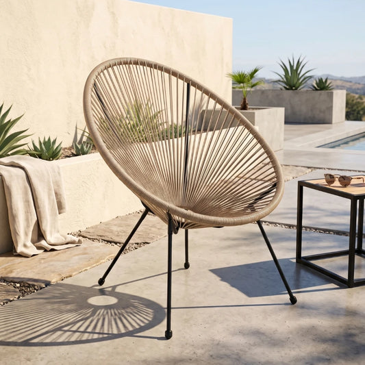 Silla Simil Rattan Ovalada - Beige
