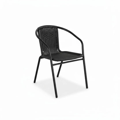 Silla Símil ratán y acero clásica - Negro