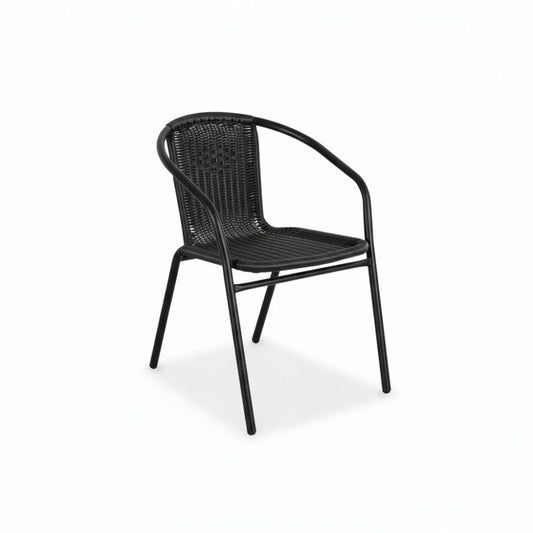 Silla Símil ratán y acero clásica - Negro