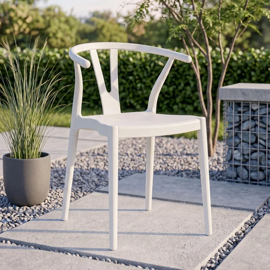 Silla Wishbone de polipropileno Blanco Tiza