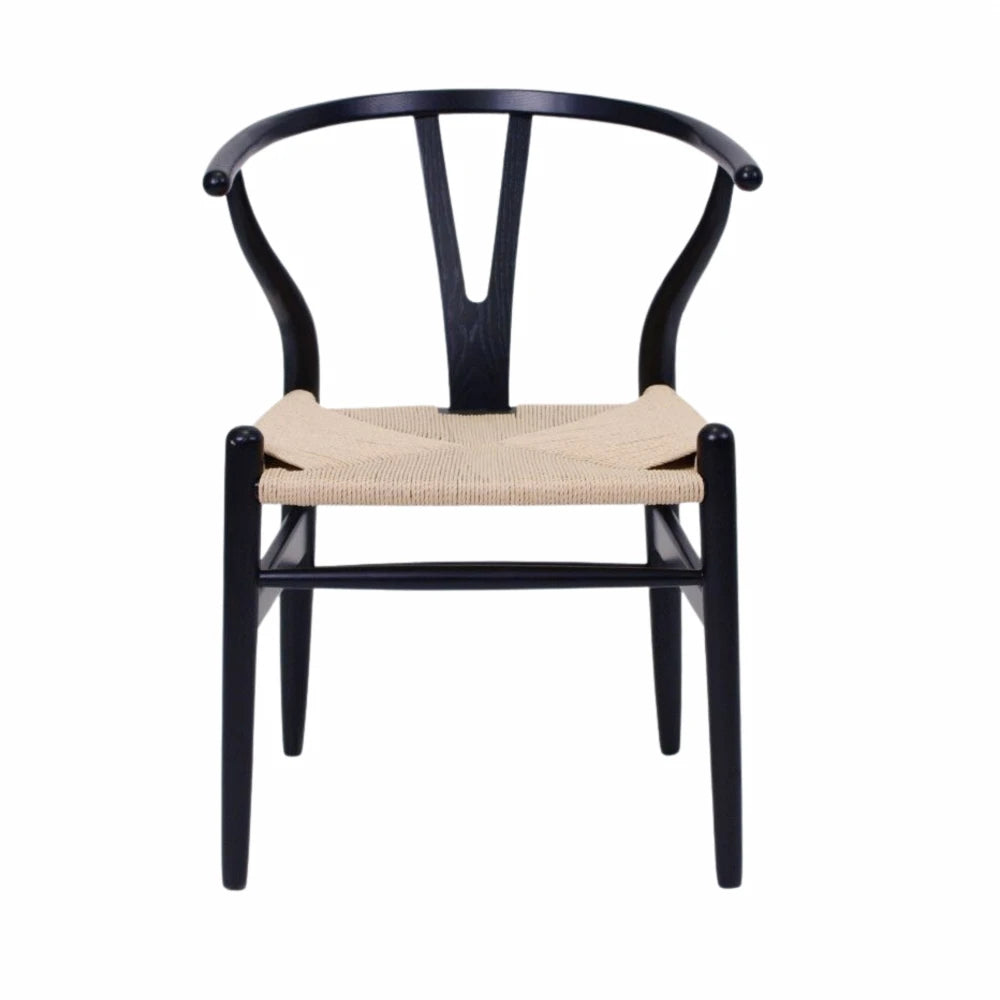 Silla Wishbone - Madera de Haya y Ratán natural - Negro