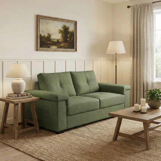 Sillón 2 Cuerpos en tela de Lino - Plaza - Verde