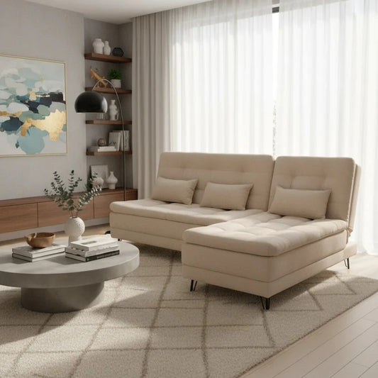 Sillón Cama con Chaise Izquierdo y derecho - Vértice - Beige