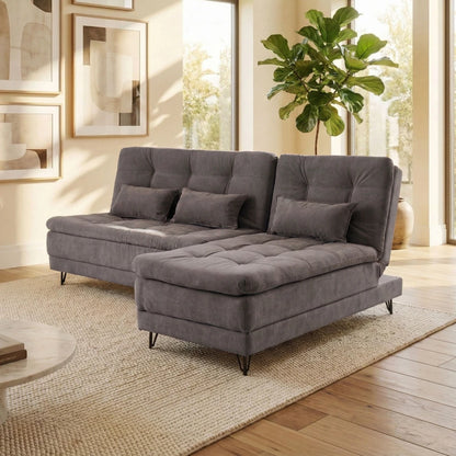 Sillón Cama con Chaise Izquierdo y derecho - Vértice - Gris