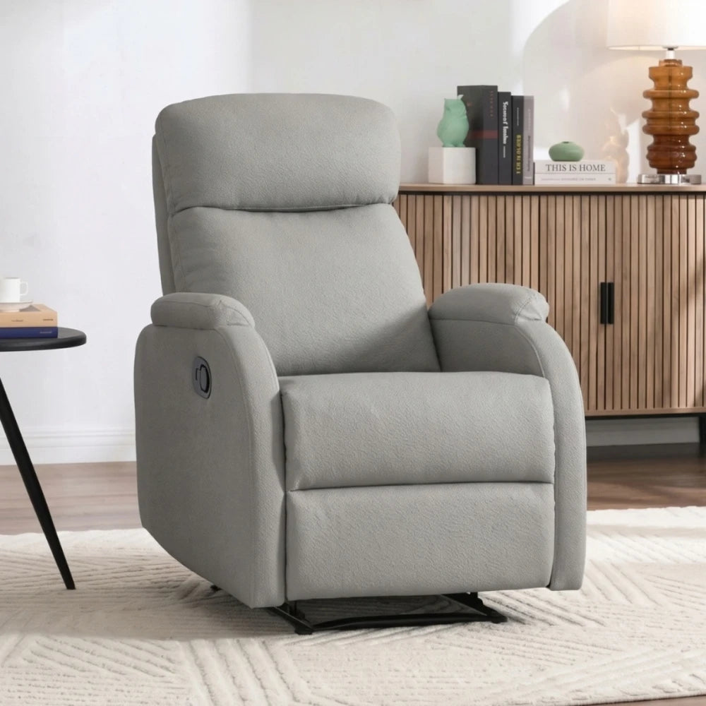 Sillón Recliner Poltrona 1 Cuerpo Cuero Sintético - Gris Claro