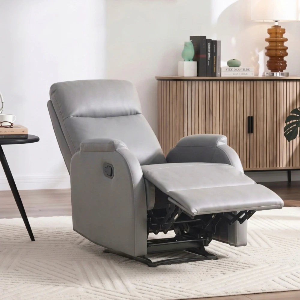 Sillón Recliner Poltrona 1 Cuerpo Cuero Sintético - Gris Claro