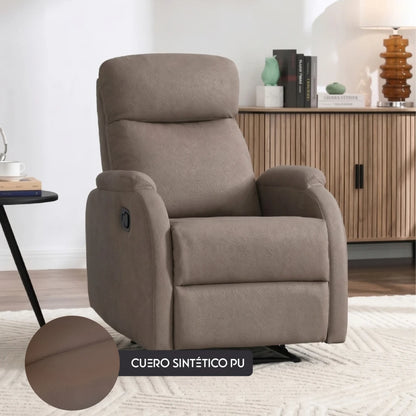 Sillón Recliner Poltrona 1 Cuerpo Cuero Sintético - Marrón