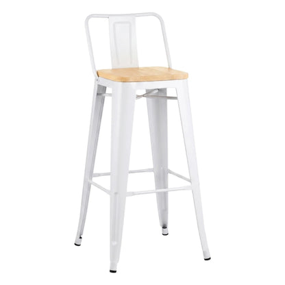 Banqueta Butaca con Respaldo Metal Madera - Tolix - Blanco