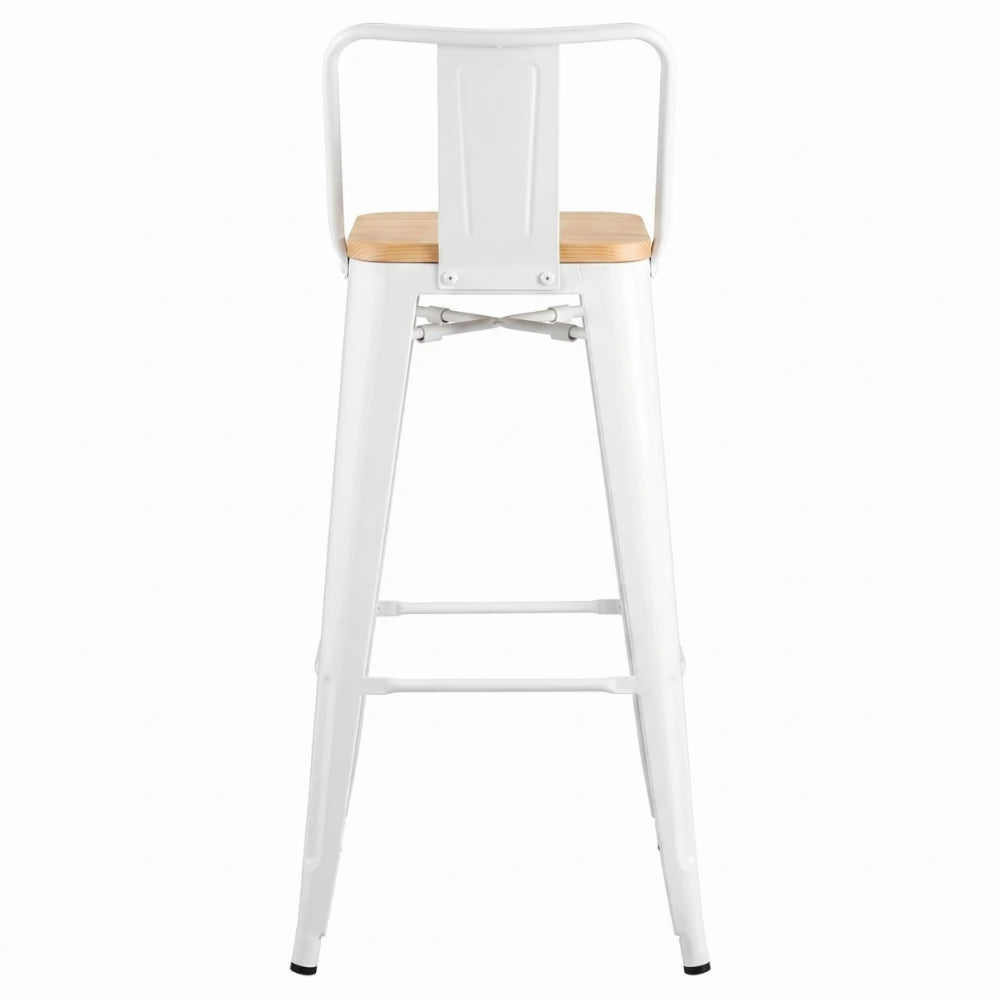 Banqueta Butaca con Respaldo Metal Madera - Tolix - Blanco