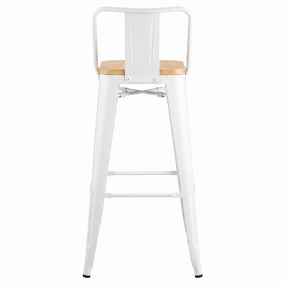 Banqueta Butaca con Respaldo Metal Madera - Tolix - Blanco