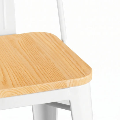 Banqueta Butaca con Respaldo Metal Madera - Tolix - Blanco