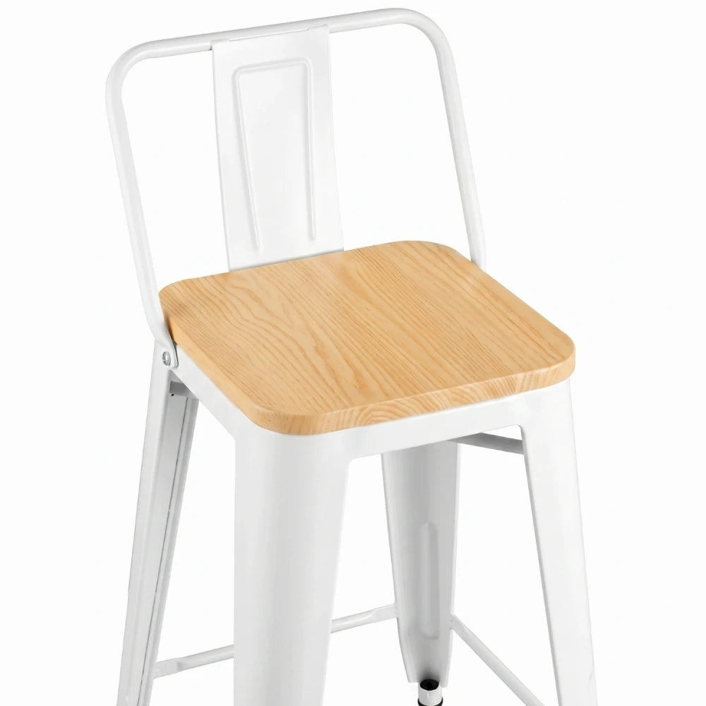 Banqueta Butaca con Respaldo Metal Madera - Tolix - Blanco