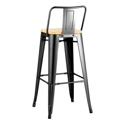Banqueta Butaca con Respaldo Metal Madera - Tolix - Negro