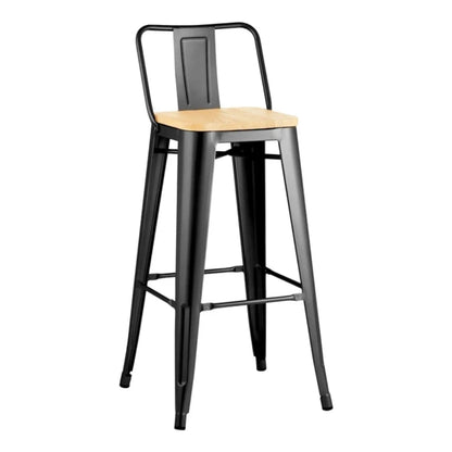 Banqueta Butaca con Respaldo Metal Madera - Tolix - Negro