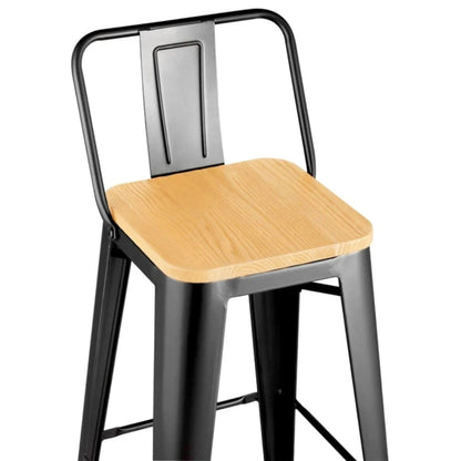 Banqueta Butaca con Respaldo Metal Madera - Tolix - Negro