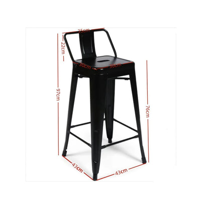 Banqueta Butaca con Respaldo Metal - Tolix - Negro