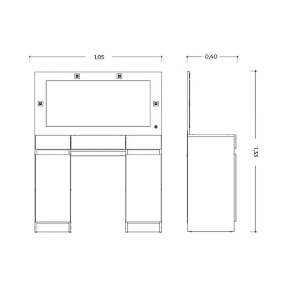Tocador Espejo Grande Led - Studio - FIT - Blanco